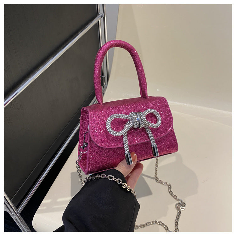 Simple Casual  Bowknot New Fashion Korean Chain Personality Hand-carrying Crossbody Shoulder Small Square Bag