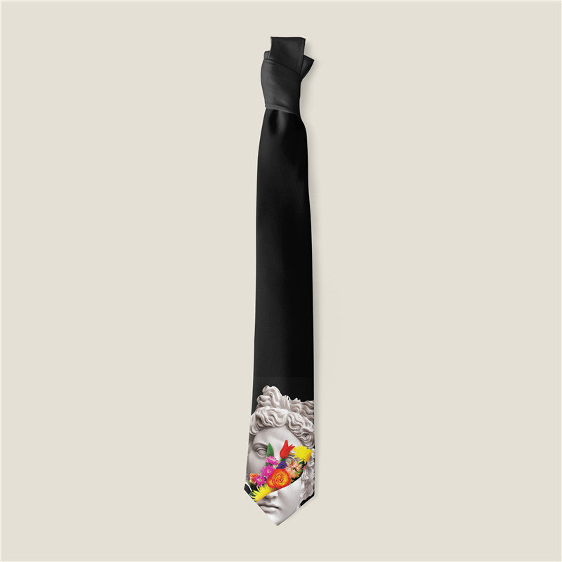 Fashion Animal Rose Creative Print Tie