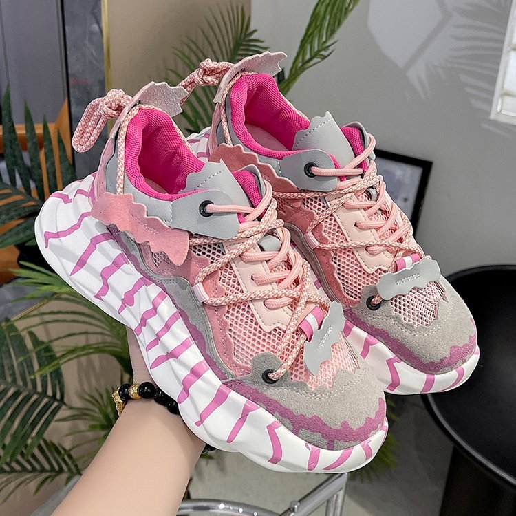 New Transparent Mesh Soft Leather Platform Light Sports Shoes