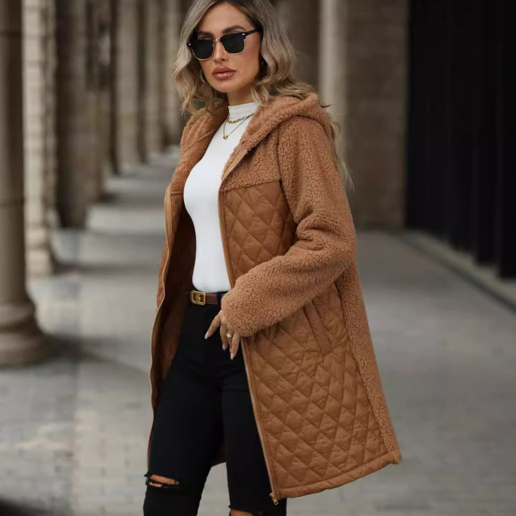 Women's Fashion Hooded Zipper Plush Coat