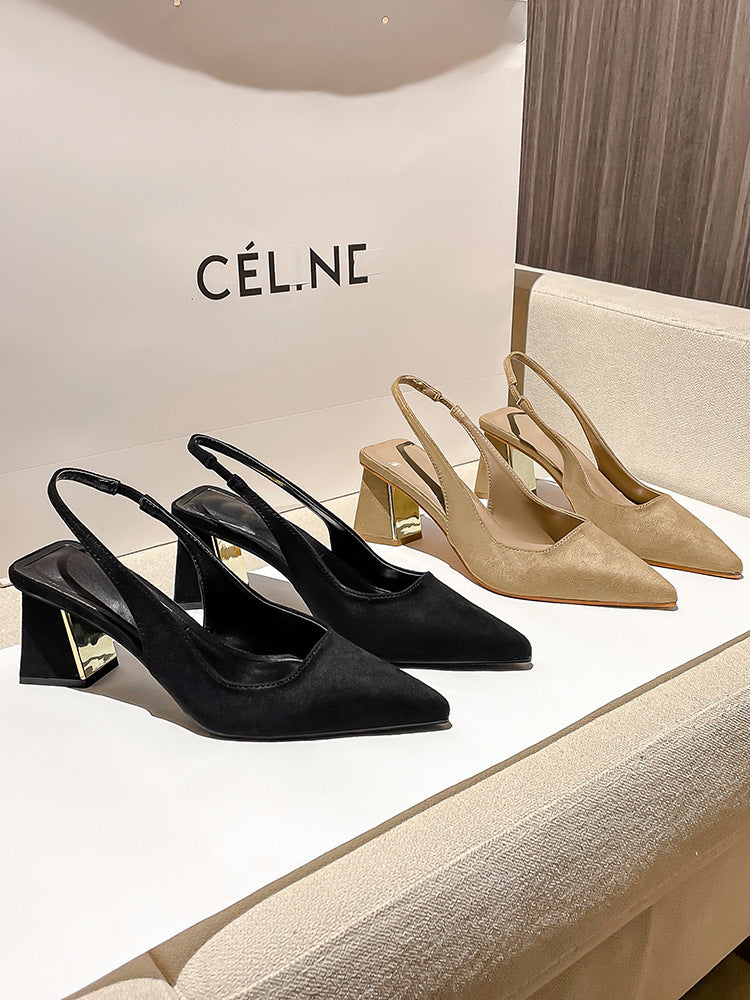 Pointed-toe Skinny Suede High Heel Pumps