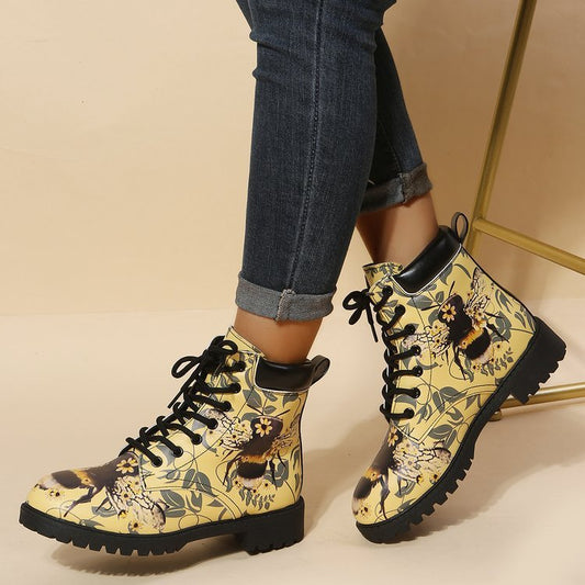 Women's Multi-color Printing Fashion Martin Boots