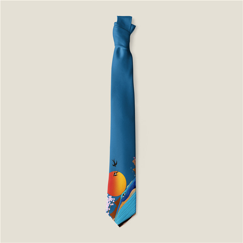 Fashion Animal Rose Creative Print Tie