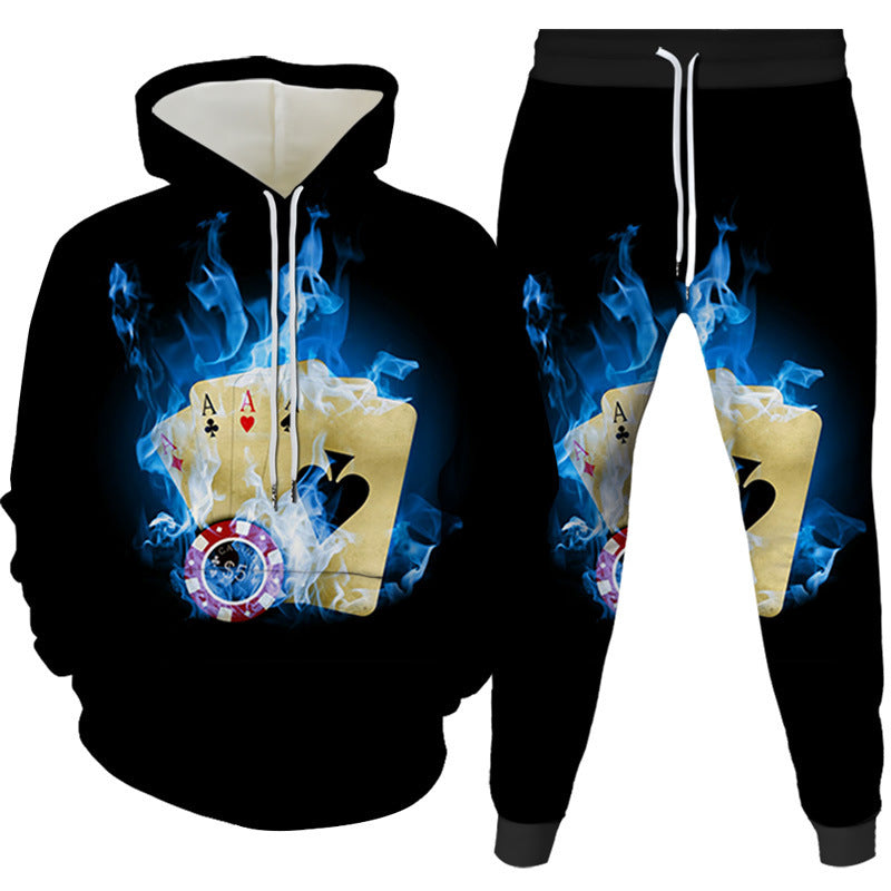 Two-piece Digital Printing Suit Hooded Sweater For Men And Women