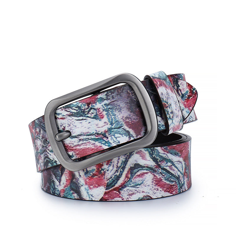 Men's Alloy Pin Buckle Hip Hop Punk Printing Belt