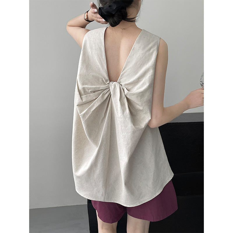 Sleeveless Shirt Loose Mid-length Top