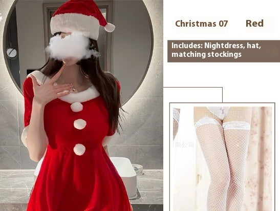 Christmas Festival Uniform Red Velvet Christmas Dress