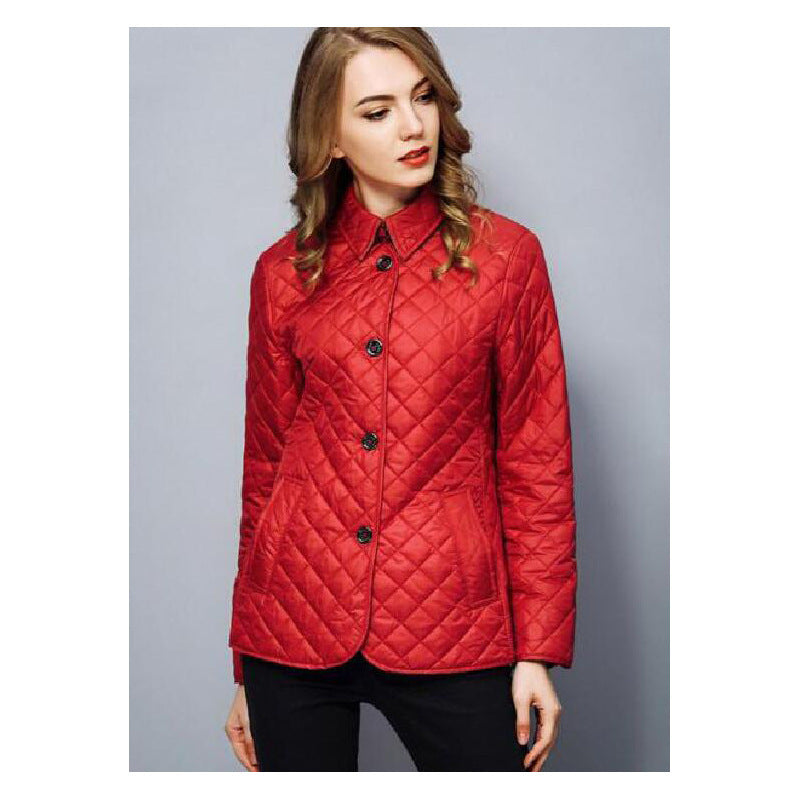 Fashionable Temperament Lapel Single Breasted Slim Fit Warm Cotton-padded Jacket