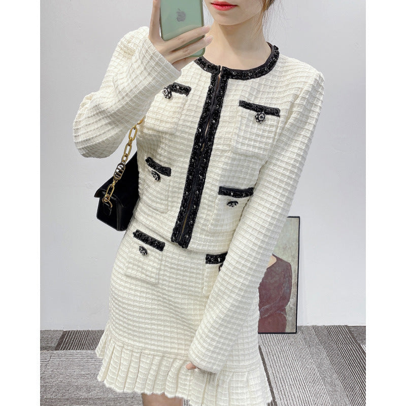 Winter New Women's Clothing Two-piece Skirt Top Knitted