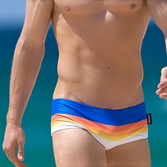 Fashion Rainbow Swim Briefs Boxer Swimming Trunks