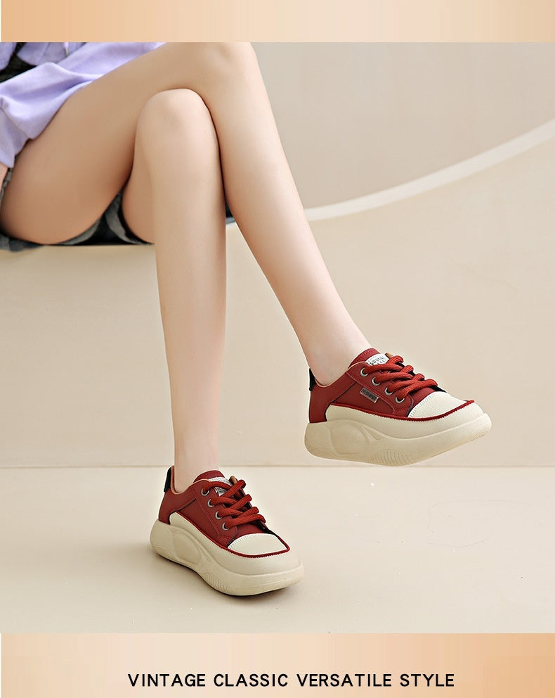 White Shoes Women's Leather Student Board Breathable Casual Shoes