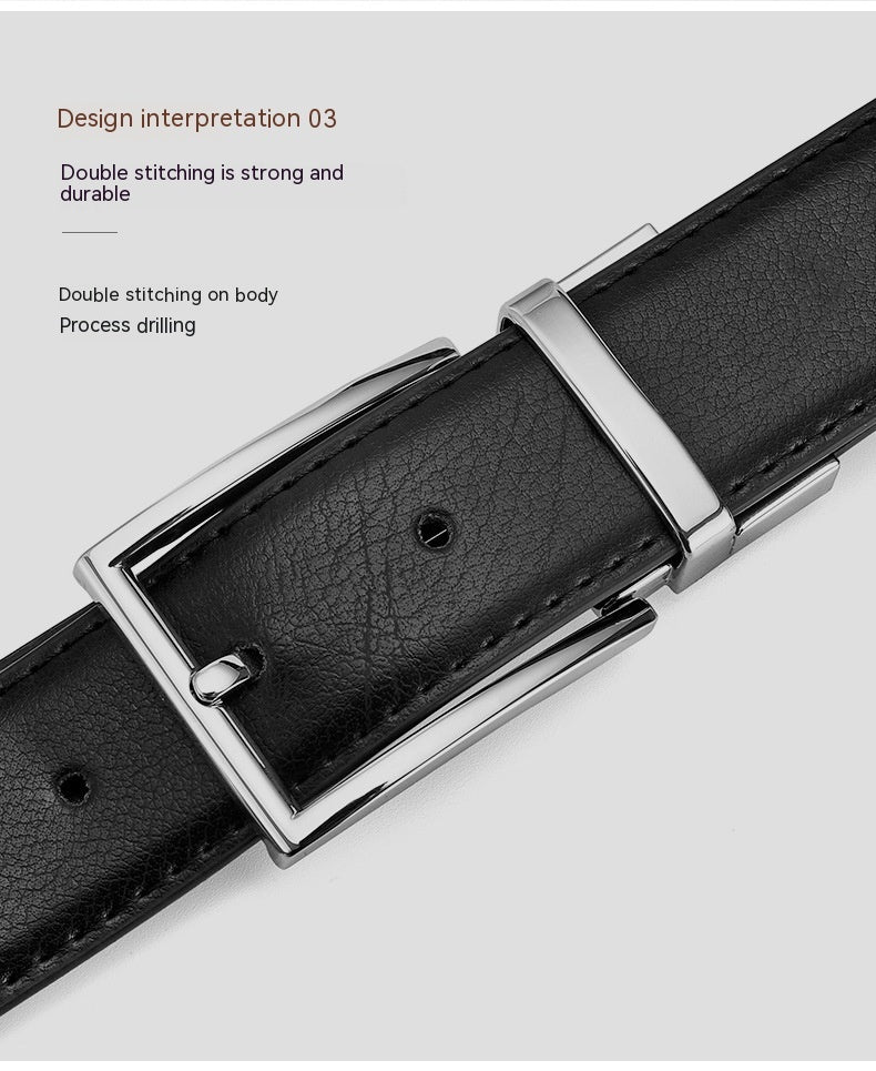 Men's Rotating Pin Buckle Genuine Leather Belt