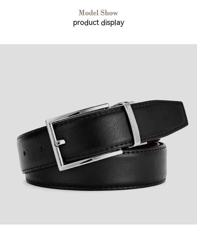 Men's Rotating Pin Buckle Genuine Leather Belt