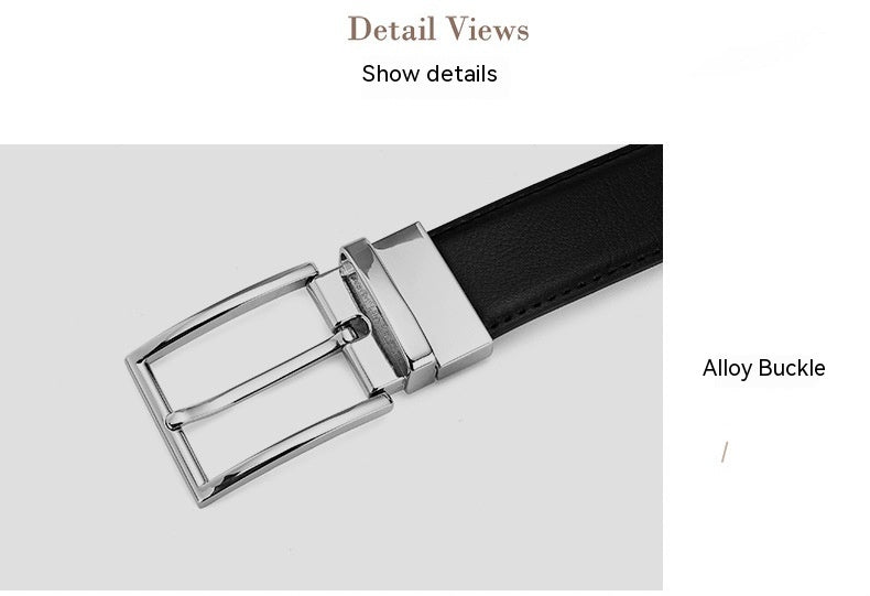 Men's Rotating Pin Buckle Genuine Leather Belt