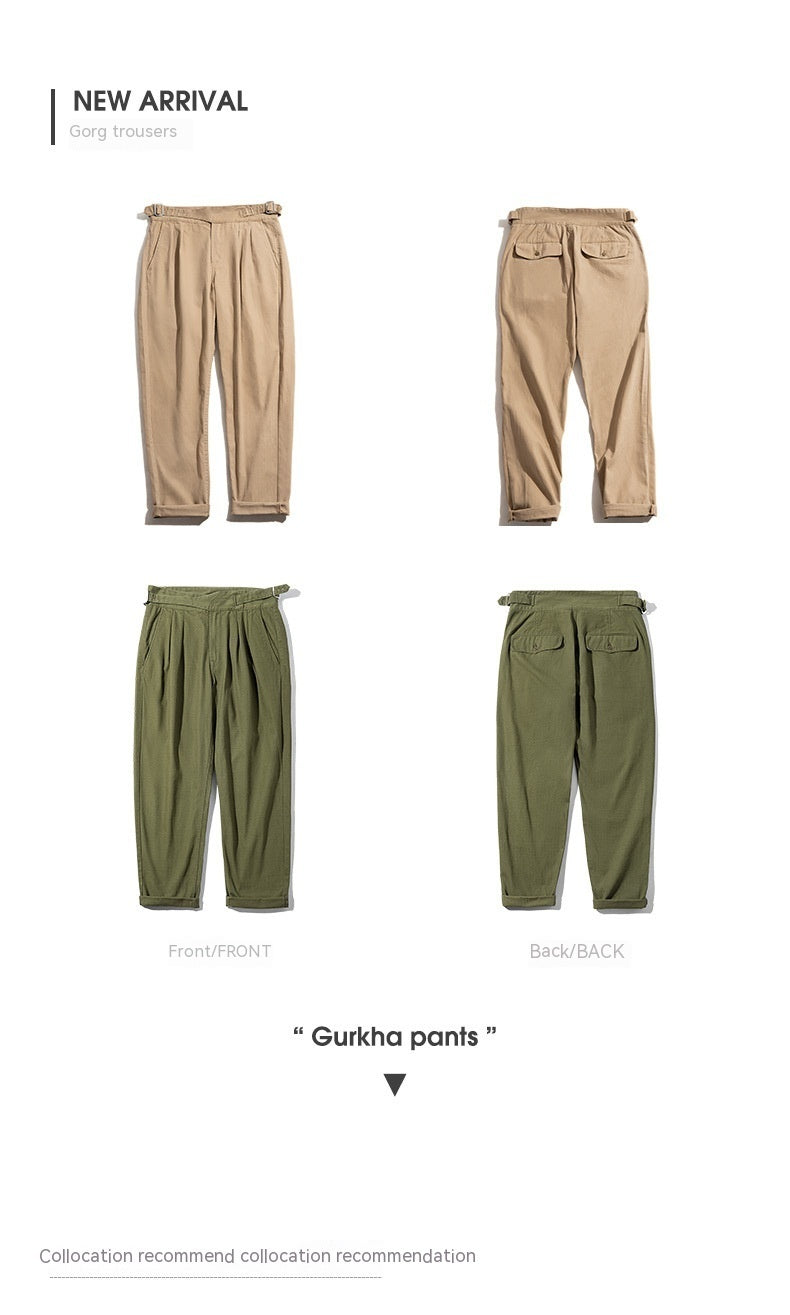 Men's Retro High Waist Straight Cargo Pants