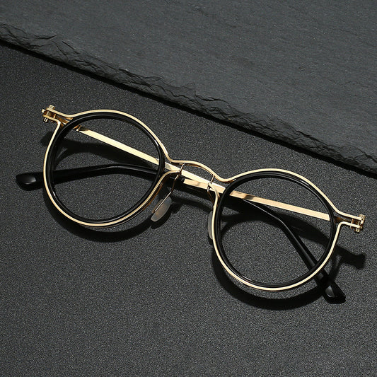 Vintage Round Frame Glasses Frame Anti-Blue Ray Plain Glasses