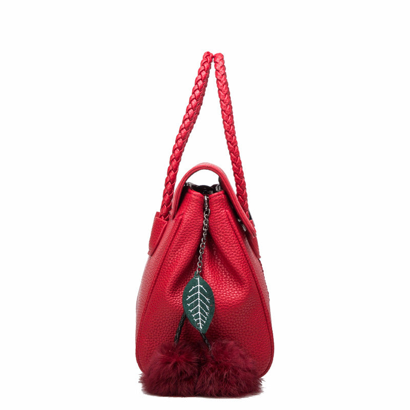 Leather handbags lychee pattern handbag