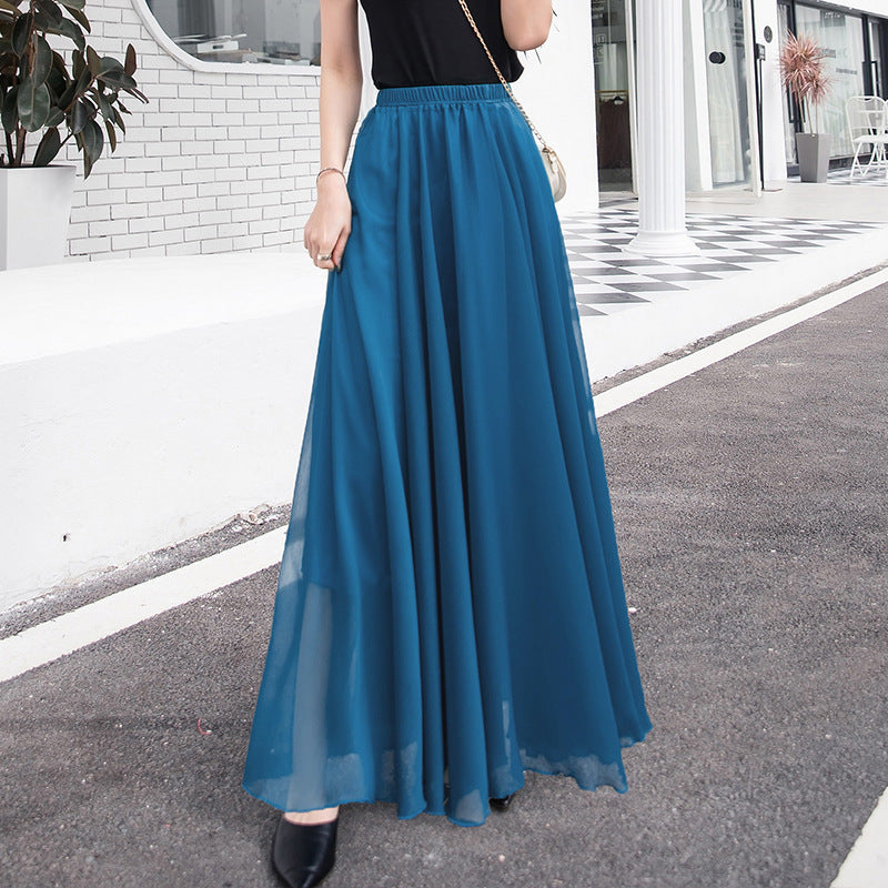 Professional Dance Solid Color High Waist Long Skirt Large Swing Skirt