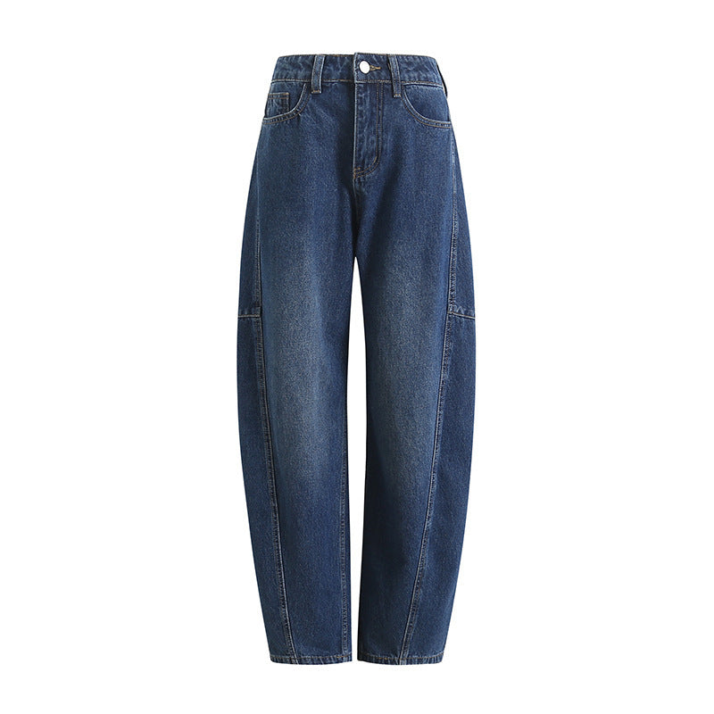 Light Deconstruction Split Tangent Loose Curved Banana Jeans