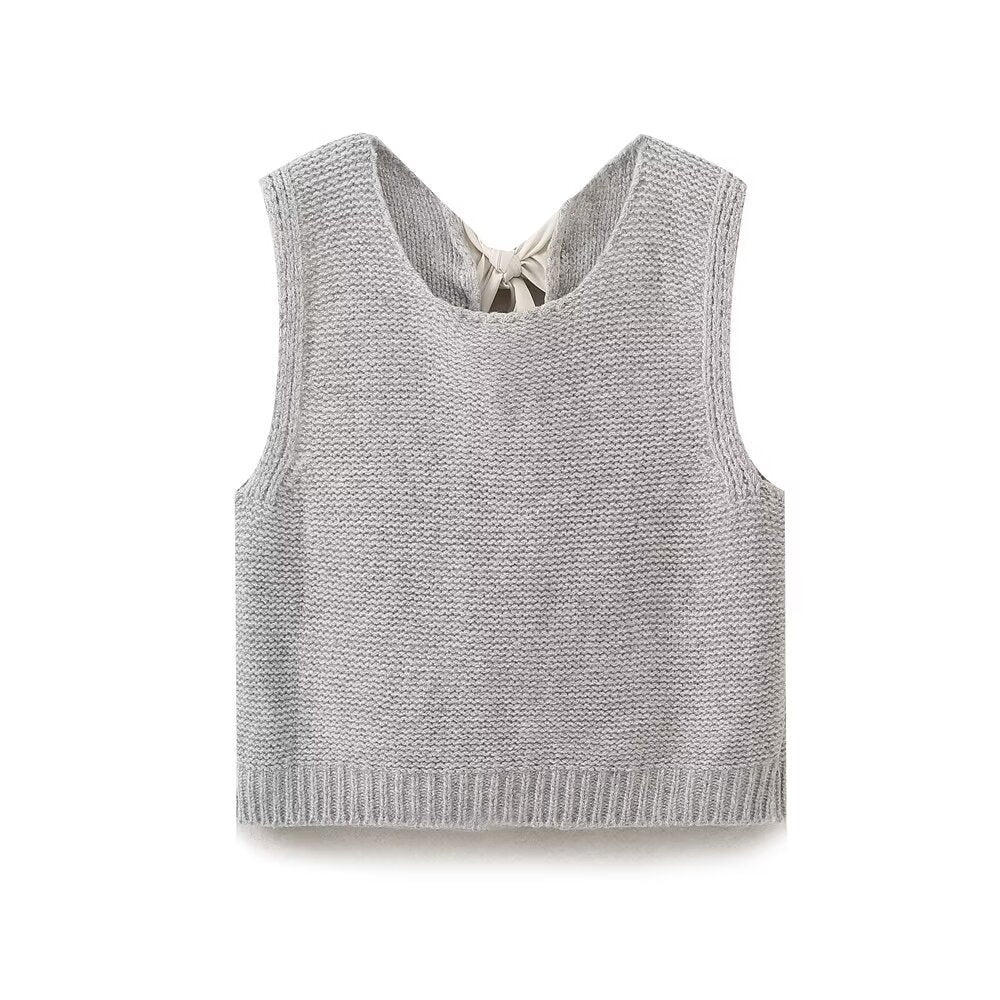 Women's Back Bow Hollow Out Sweater Vest