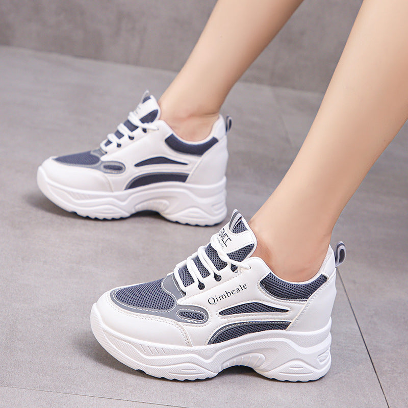 Height Increasing Insole Dad Shoes Mesh Casual Sneakers Platform Running Tourism White Shoes