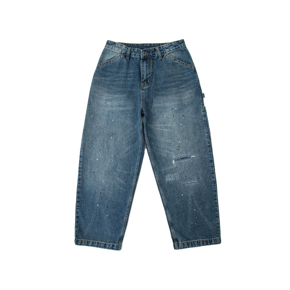 Spring New Versatile Loose Straight Washed Jeans