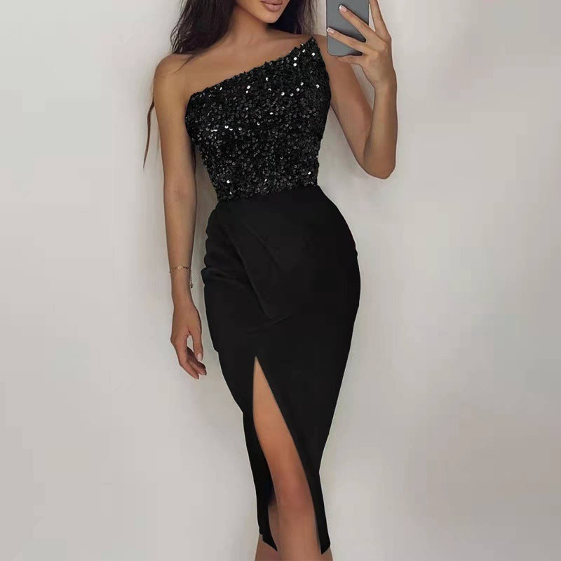 Women's Elegant High Slit Sexy Temperament Dress