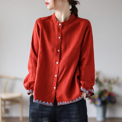 Vintage Embroidered Cardigan Loose Casual Top