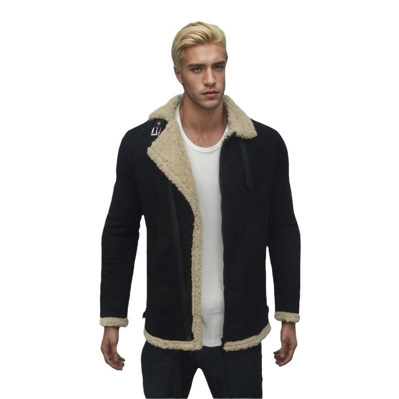 Men's Casual Collar Thickened Suede Jacket