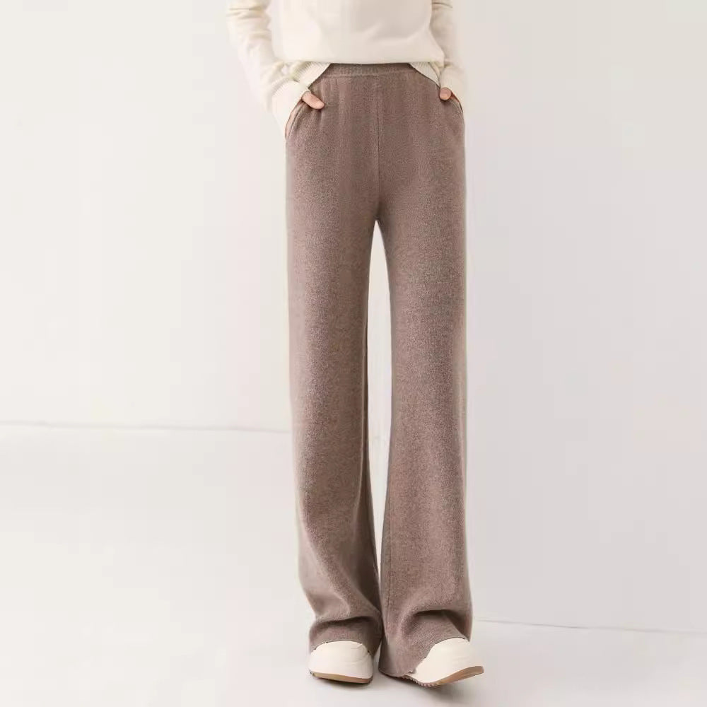 High Waist Casual All-match Knitted Mop Trousers Thickened