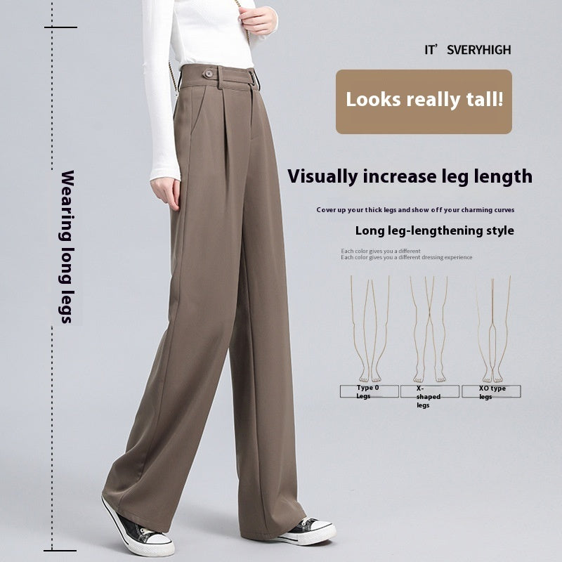 Spring And Autumn High Waist Drooping Narrow Wide-leg Pants