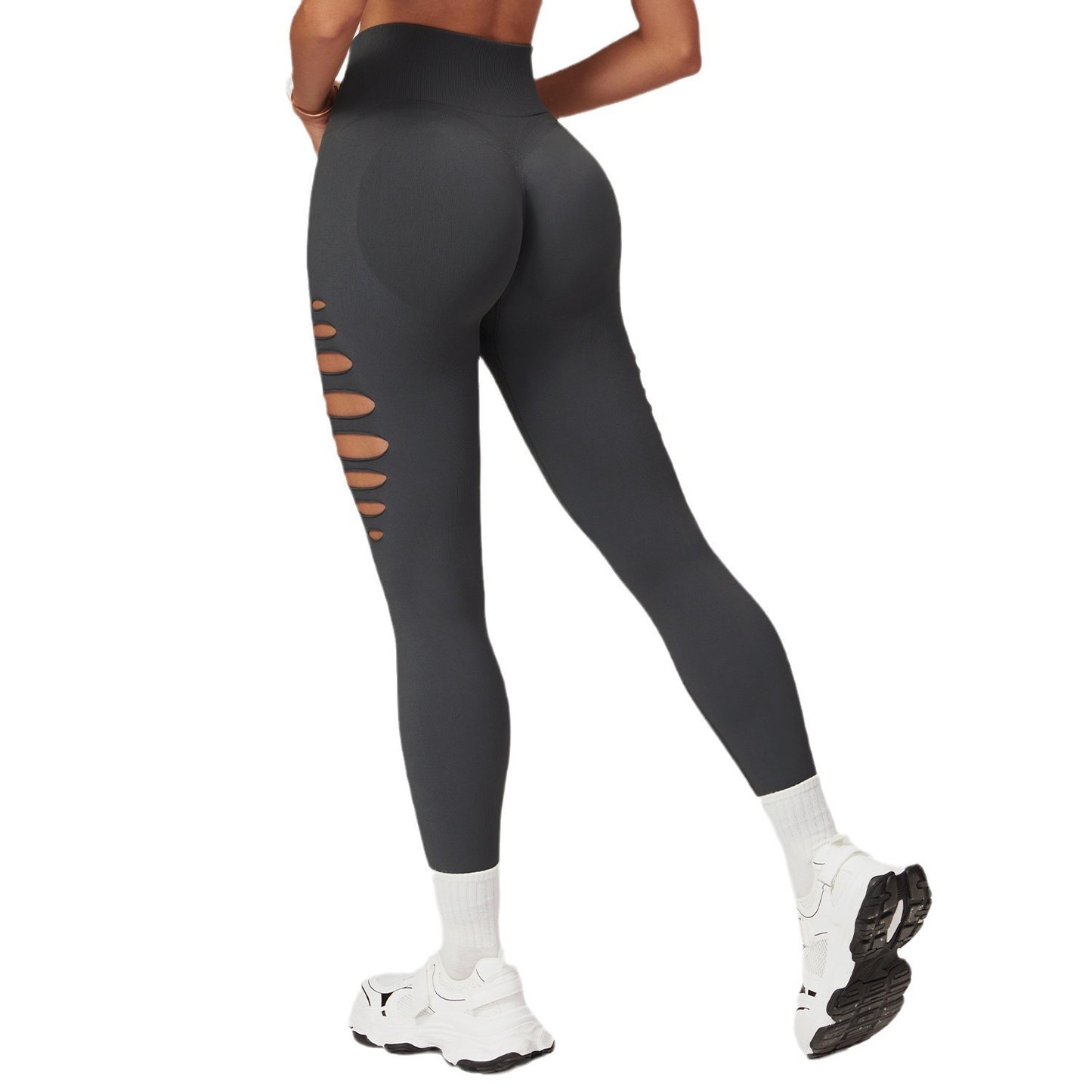 European And American Hollow Seamless Skinny Yoga Pants Peach Hip High Waist Fitness Pants