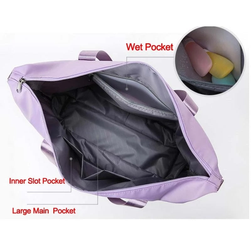 Foldable Storage Travel Bag Waterproof Large Capacity Gym Fitness Bag Weekender Overnight For Women