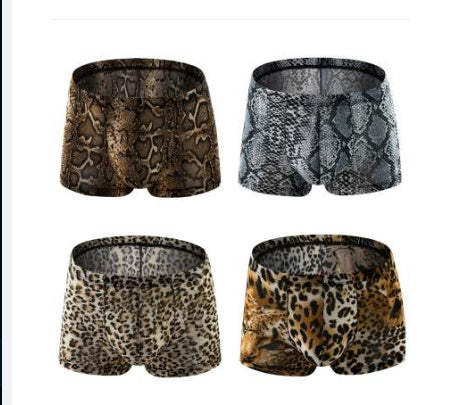 New Men's Boxer Briefs Printed Leopard Snake Print Low Waist Breathable And Comfortable