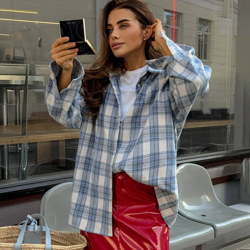 Casual Blue Plaid Shirt