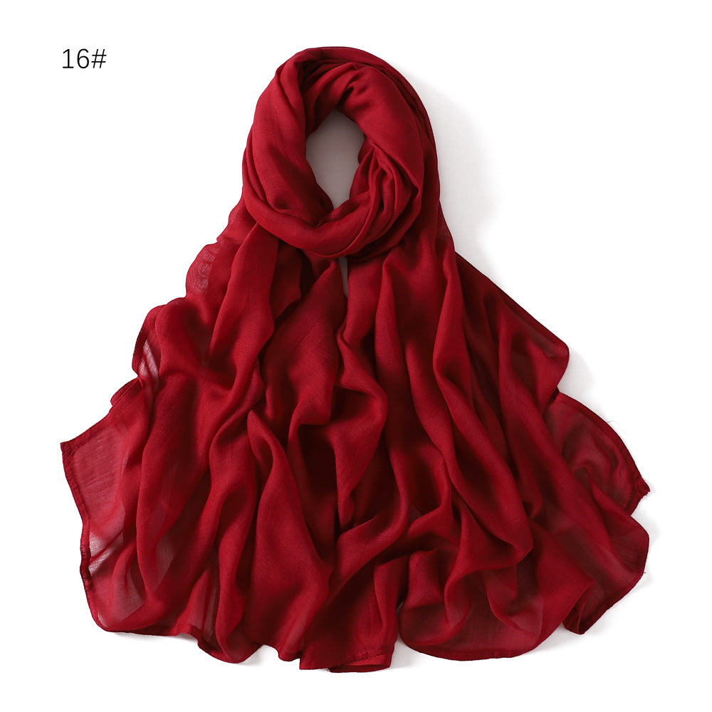 Solid Color Wide-brimmed Cotton And Linen Monochrome Scarf Veil