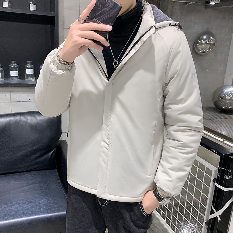 Men's Cotton Clothes Removable Hat Winter Coat Warm