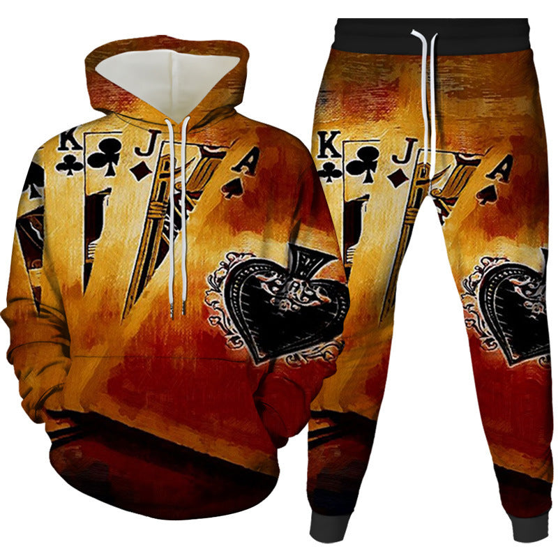 Two-piece Digital Printing Suit Hooded Sweater For Men And Women