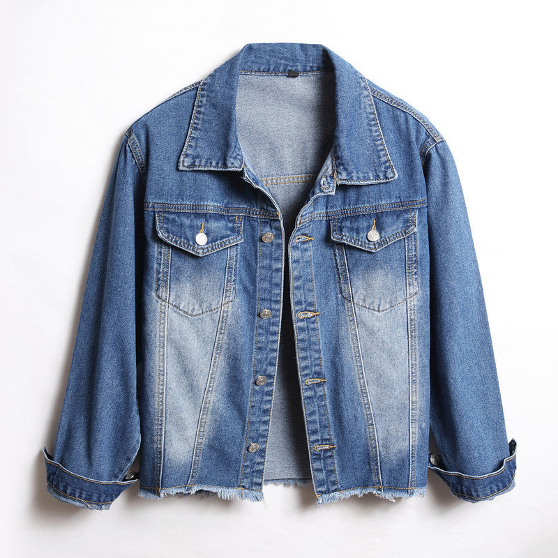 Denim  Loose Frayed Short Jacket