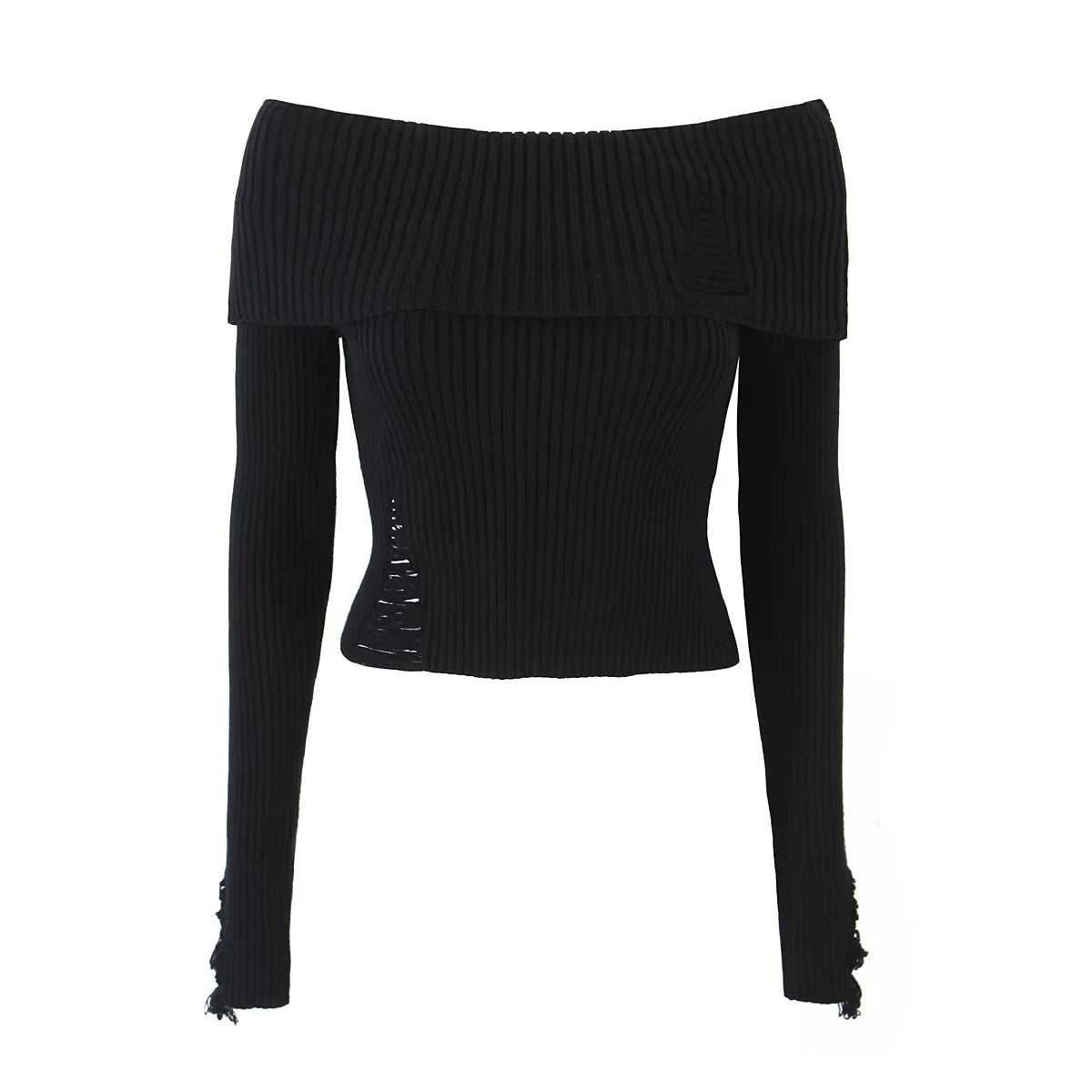 Off-shoulder Large Lapel Short Sweater For Women