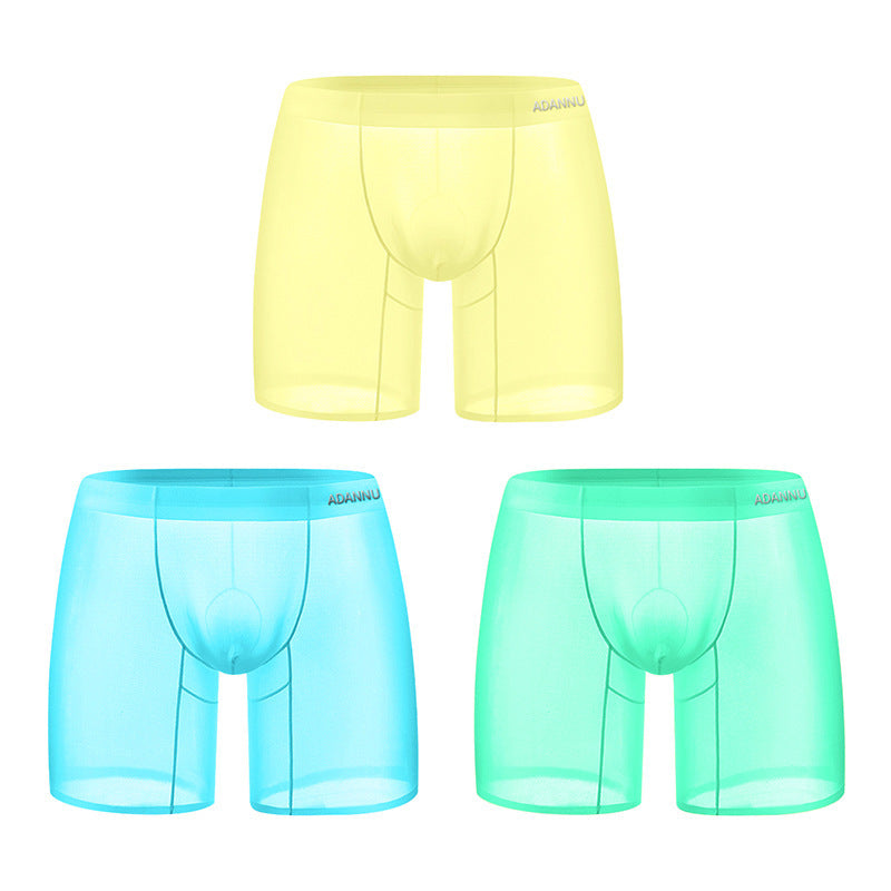 Transparent Ultra-thin Ice Silk Men's Boxer Sports Short-length Pants