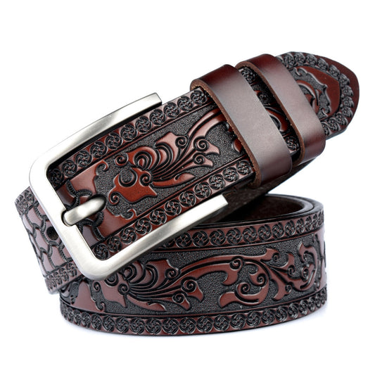 Carved Craft Men's Belt Fashion Cattlehide Leather Pant Belt