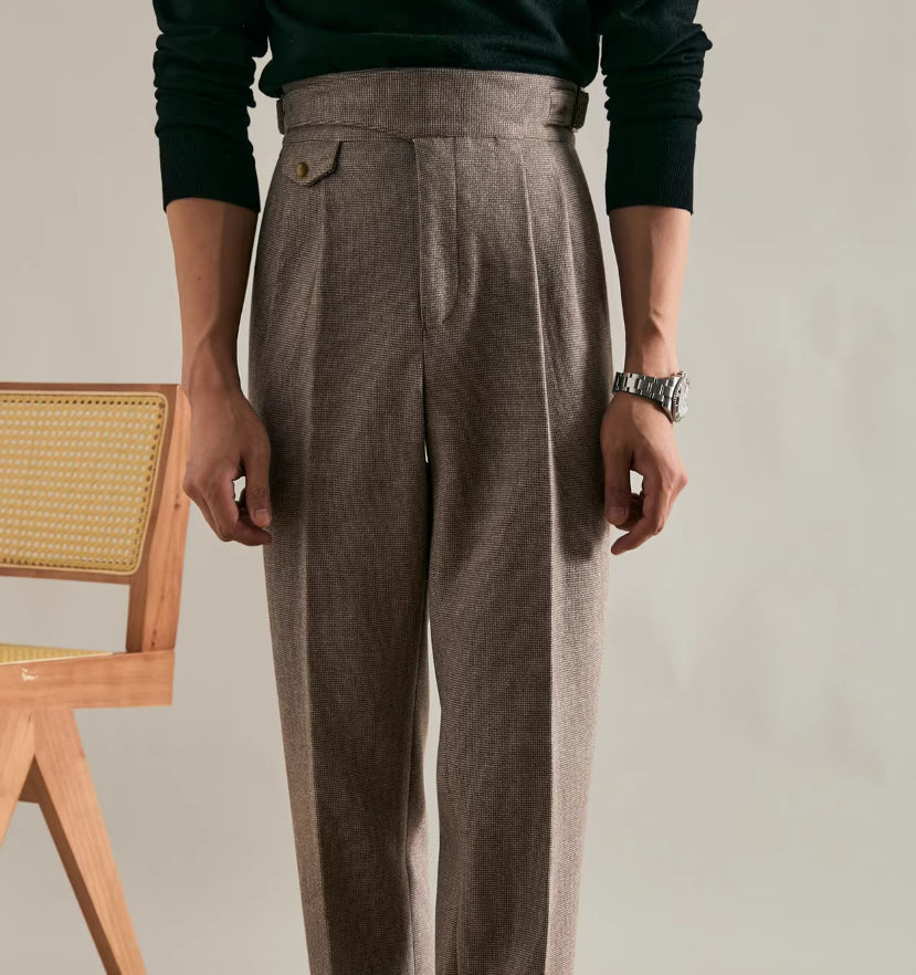 Thick Double Pleated Straight Business Casual Trousers