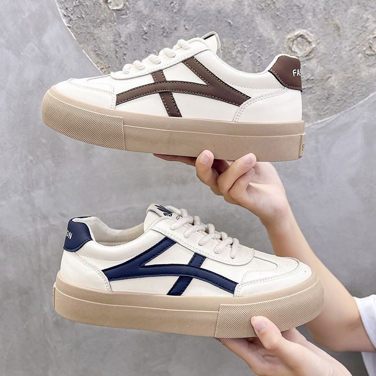 Platform White Shoes Thin And All-matching Casual Retro Sports Board Shoes Women's Shoes