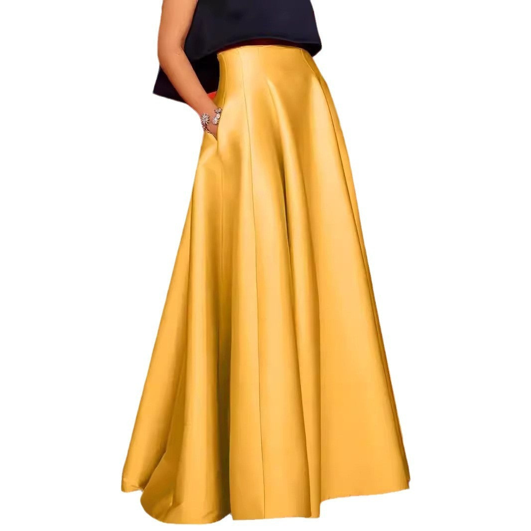 New Spring And Autumn Women's Long Skirt Elegant High Waist