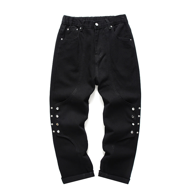 Dyed Breasted Stitching Jeans Men's High Street