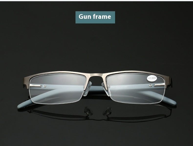 Elderly Presbyopic Glasses Square Half Frame Metal Glasses