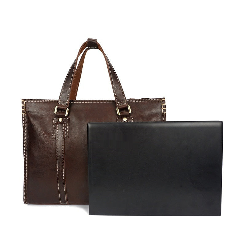 First Layer Cowhide Oily Leather Shoulder Messenger Bag