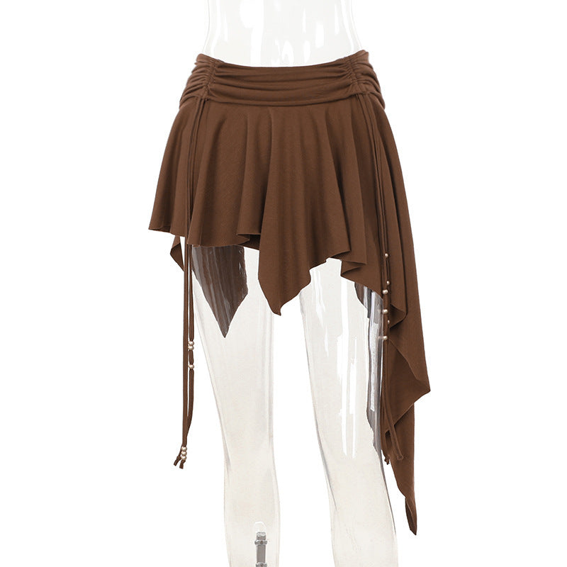 Casual All-match Irregular Drawstring Skirt