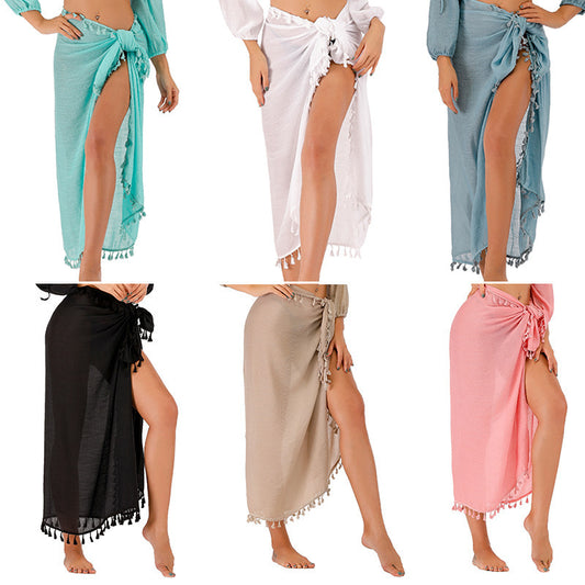 Seaside Vacation Sun Protection Tassel Shawl One-piece Apron Skirt